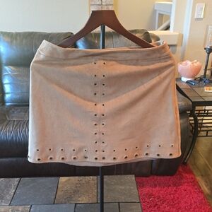 Express Tan Mini Skirt with Eyelet Accents
